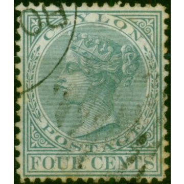 Ceylon 1872 4c Grey SG134 P.14 x 12.5 Fine Used 
