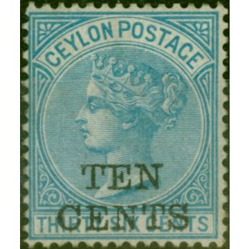 Ceylon 1885 10c on 36c Blue SG163 Fine & Fresh VLMM Scarce 