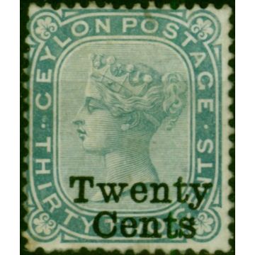 Ceylon 1885 20c on 32c Slate SG166 Fine MM 