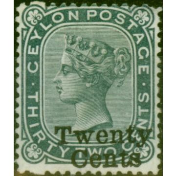 Ceylon 1885 20c on 32c Slate SG166 Fine MM (2)