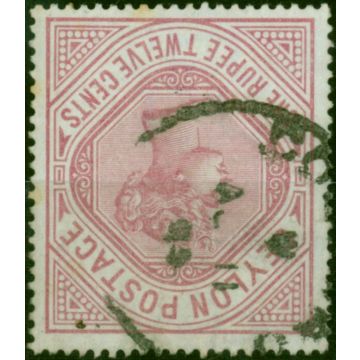 Ceylon 1886 1R12 Dull Rose SG201bw Wmk Inverted Good Used Scarce 