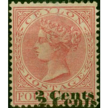 Ceylon 1888 2c on 4c Rose SG211b 'Surcharge Double' Good MM