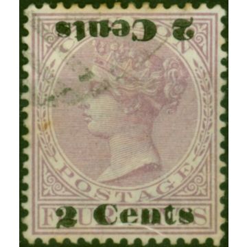 Ceylon 1888 2c on 4c Rosy Mauve SG210b 'Surcharge Double, One Inverted' Fine Used 