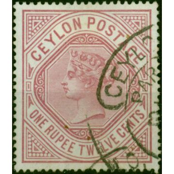 Ceylon 1895 1R12 Dull Rose SG201b Wmk Upright Fine Used 