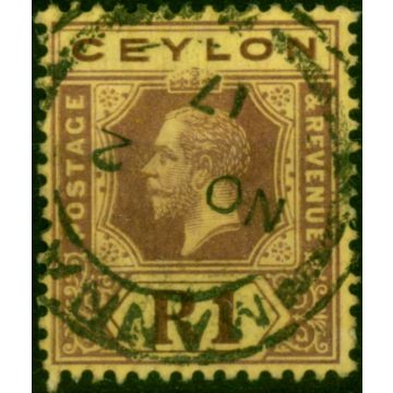 Ceylon 1912 1R Purple-Yellow SG315 Fine Used 