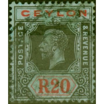 Ceylon 1912 20R Black & Red-Blue SG319 Fine Used