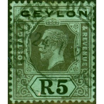 Ceylon 1923 5R on Emerald SG317c Die II Fine Used 