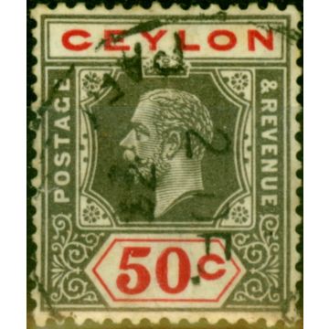 Ceylon 1932 50c Black & Scarlet SG353B Die I Good Used 