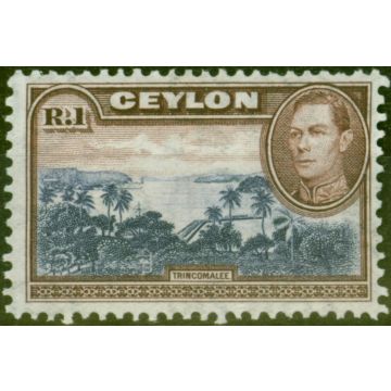 Ceylon 1938 1R Blue-Violet & Chocolate SG395 Fine Lightly Mtd Mint 