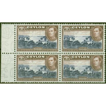 Ceylon 1938 1R Blue-Violet & Chocolate SG395 Fine MNH Block of 4 