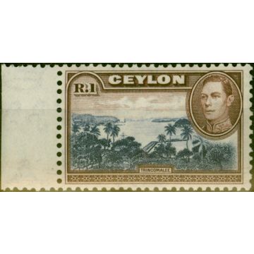 Ceylon 1944 1R Blue-Violet & Chocolate SG395a V.F Mint Never Hinged