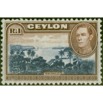 Ceylon 1944 1R Blue-Violet & Chocolate SG395a Wmk Upright Fine VLMM