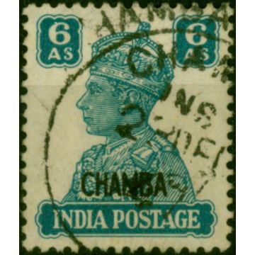Chamba 1940 6a Turquoise-Green SG117 Fine Used 'CHAMBA INS CDS' Scarce Cancel 