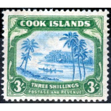 Cook Islands 1938 3s Greenish Blue & Green SG129 Fine Mtd Mint 