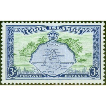 Cook Islands 1961 3d Green & Ultramarine SG153b Wmk Sideways Very Fine MNH