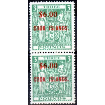 Cook Islands 1967 $6 on £3 Green SG220 Fine MNH Vert Pair 