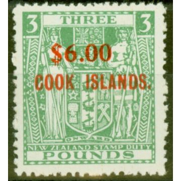 Cook Islands 1967 $6 on £3 Green SG220 Very Fine MNH
