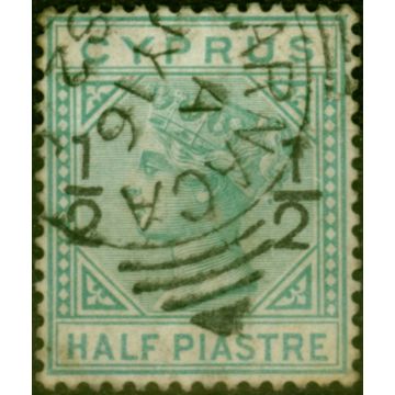Cyprus 1882 1/2 on 1/2pi Emerald-Green SG23 Fine Used (2)