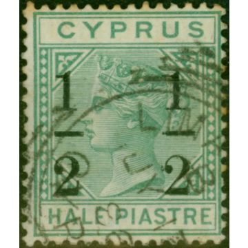 Cyprus 1886 1/2 on 1/2pi Emerald Green SG29d 'Large 2 at Right' Fine Used