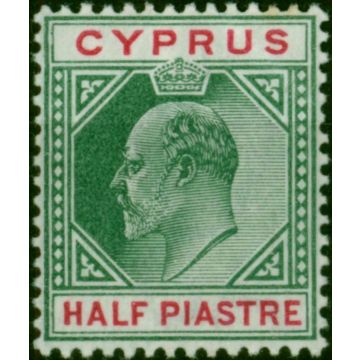 Cyprus 1902 1/2pi Green & Carmine SG50 Fine LMM 