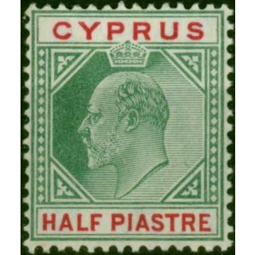 Cyprus 1904 1/2pi Green & Carmine SG62 Fine & Fresh MM 
