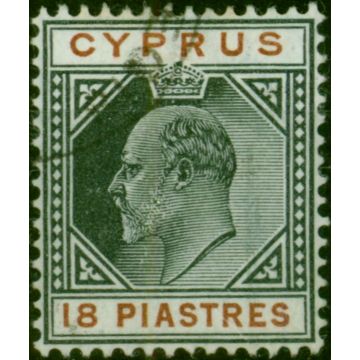 Cyprus 1904 18pi Black & Brown SG58 V.F.U