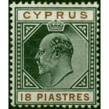Cyprus 1904 18pi Black & Brown SG70 Fine & Fresh MM 