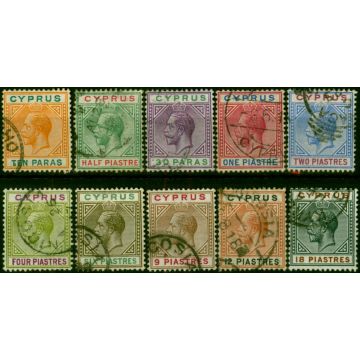 Cyprus 1912-15 Set of 10 to 18pi SG74-83 Fine Used 