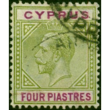 Cyprus 1912 4pi Olive-Green & Purple SG79 Fine Used 