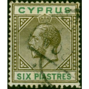 Cyprus 1912 6pi Sepia & Green SG80 Fine Used