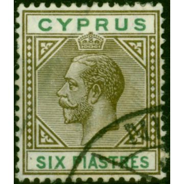 Cyprus 1912 6pi Sepia & Green SG80 Fine Used (2)