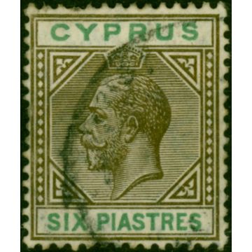 Cyprus 1912 6pi Sepia & Green SG80 Good Used 