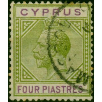 Cyprus 1921 4pi Olive-Green & Purple SG95 Fine Used (2)
