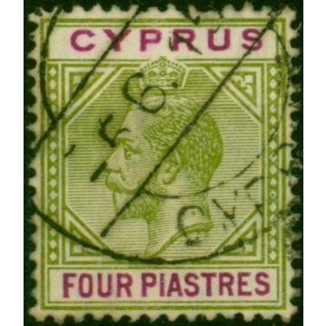 Cyprus 1921 4pi Olive-Green & Purple SG95 Fine Used (4)