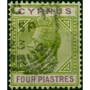Cyprus 1921 4pi Olive-Green & Purple SG95 Fine Used (3)