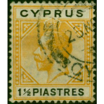 Cyprus 1922 1 1/2pi Yellow-Black SG91 Fine Used