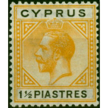 Cyprus 1922 1 1/2pi Yellow & Black SG91 Fine LMM 
