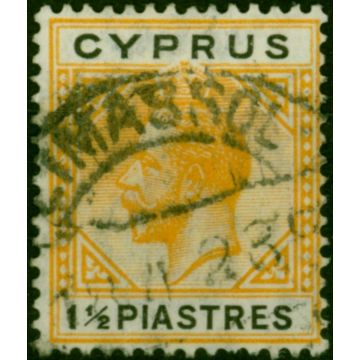 Cyprus 1922 1 1/2pi Yellow & Black SG91 Fine Used (3)