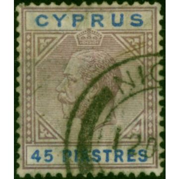Cyprus 1923 45pi Dull Purple & Ultramarine SG99 Good Used 