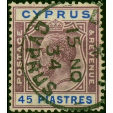Cyprus 1924 45pi Purple & Blue SG116 Fine Used 