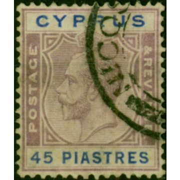 Cyprus 1924 45pi Purple & Blue SG116 Good Used (2)