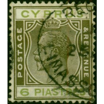 Cyprus 1924 6pi Olive-Brown & Green SG112 Fine Used (2)
