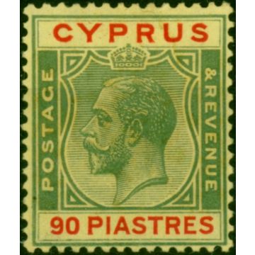 Cyprus 1924 90pi Green & Red-Yellow SG117 Fine & Fresh MM 