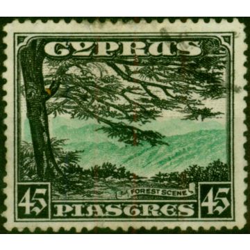 Cyprus 1934 45pi Green & Black SG143 Good Used 