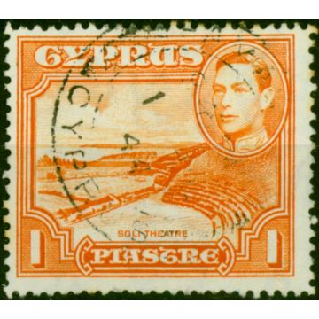 Cyprus 1944 1pi Orange SG154a P.13.5 x 12.5 Fine Used