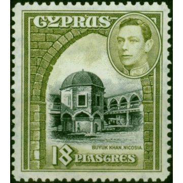Cyprus 1947 18pi Black & Sage-Green SG160a Fine LMM (2)