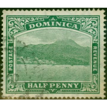 Dominica 1907 1/2d Green SG37x Wmk Sideways Reversed Fine Used Scarce 