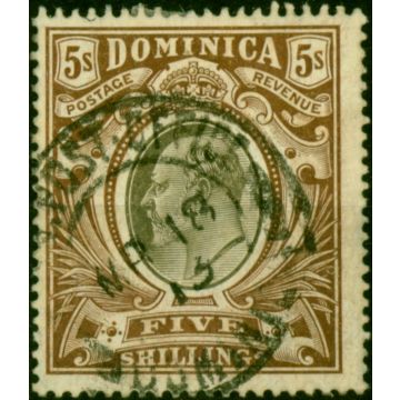 Dominica 1908 5s Black & Brown SG46 Good Used