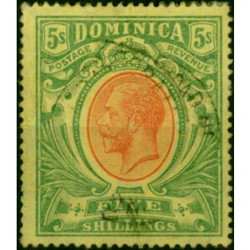 Dominica 1914 5s Red & Green-Yellow SG54 Good Used 