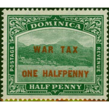 Dominica 1916 1/2d on 1-2d Deep Green SG55a 'Small O in One' Fine VLMM 